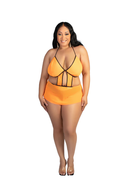 Evening Pleasure Halter neck, lined bralette cup, with attached circle skirt