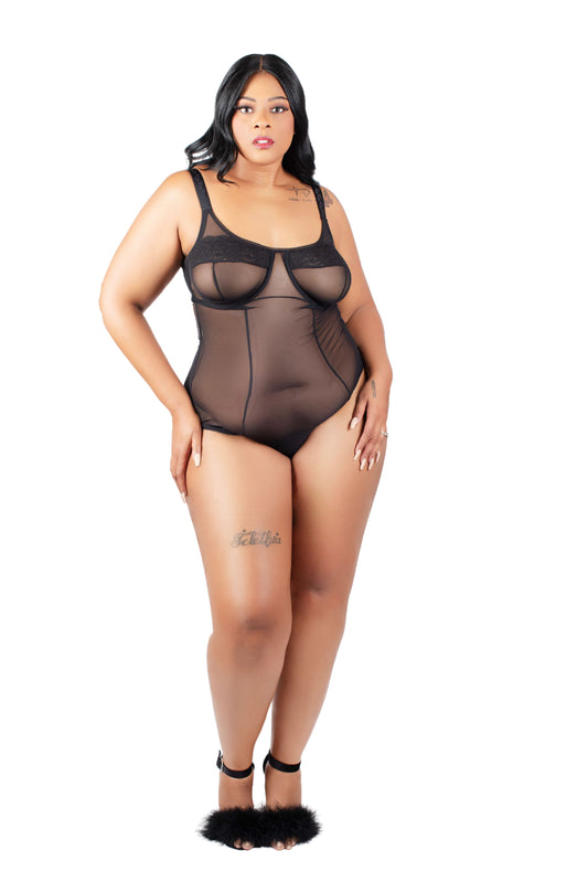 Sohar Mesh teddy with contrast lace upper cup